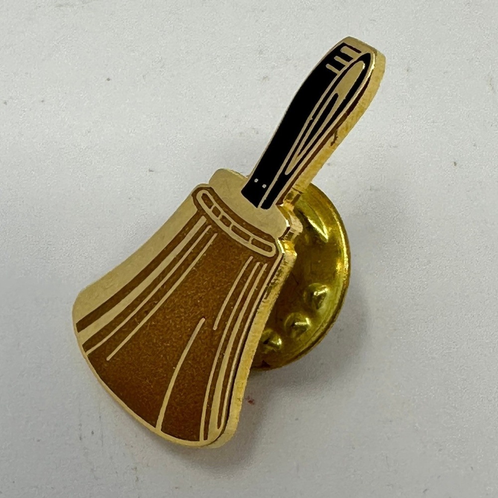 Vintage Handbell Lapel Pin Gold Tone Brown Church Music Ensemble A2